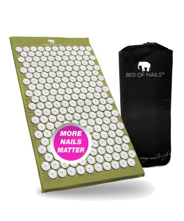 BED OF NAILS Original Acupressure Mat  8,820 Pressure Points Acupuncture Mat for Back Pain Relief, Increased Energy, Relaxation, FSA HSA Eligible, with Carry Bag, Size 29 x 16 x 1, Green