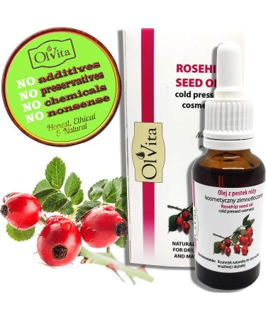 Ol Vita: Rosehip Seed Oil Virgin Cold Pressed - 100% Pure Natural Moisturiser for flawless skin 30 ml - Buy Online on GoSupps.com