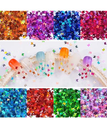 ANDERK Colorful Butterfly Sequins for Hair and Nails - 24 Boxes Iridescent Flakes Colorful Mixed Paillette Makeup Face Body Hair Nail Art Decoration - Buy Online on GoSupps.com