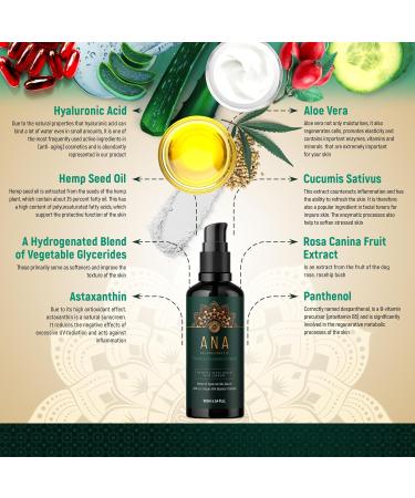 Bernecker Cosmetics Introductory price organic hyaluronic acid serum highly concentrated 100 ml vegan antiaging facial cream hyaluron antiwrinkle facial serum with aloe vera + hemp seed oil ANA natural cosmetics Made in Germany - Buy Online on GoSupps.com