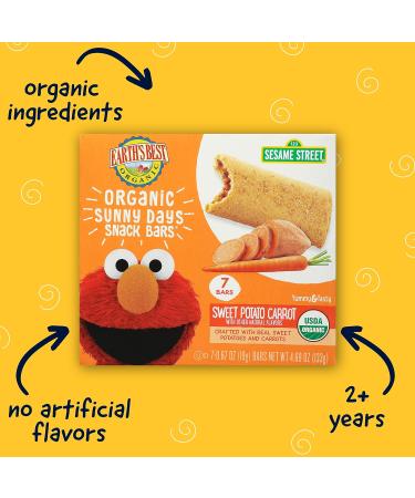 Earth's Best Organic Sesame Street Toddler Snacks - Sweet Potato Carrot 7 Bars (Pack of 6) - Buy Online on GoSupps.com