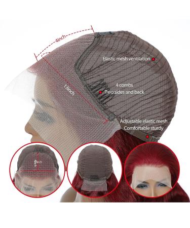 Burgundy Lace Front Human Hair Wig 22inch 99j Body Wave 180% Density for Black Women - Pre Plucked, HD Transparent, Glueless - Buy Online on GoSupps.com