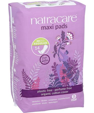 Natracare Natural Traditional Maxi Pads Regular 14 Count - Individually Wrapped Without Wings, Plant-Based Bag - Eco-Friendly Feminine Hygiene Product - Buy Online on GoSupps.com
