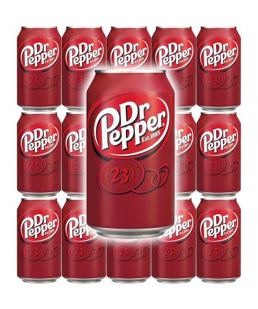 Dr Pepper Soda Cans, 12oz Can (Pack of 15, Total of 180 Oz)