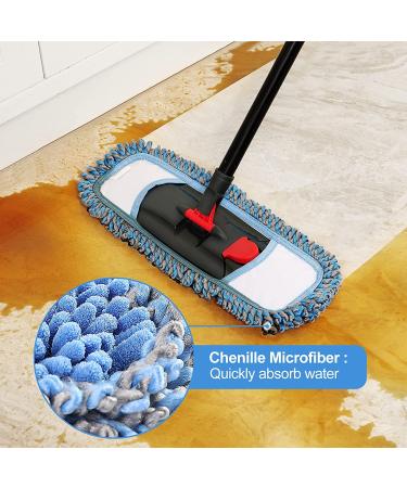 CLEANHOME Microfiber Dust Mop for Dry and Wet Cleaning - Professional Flat Mop for Tile, Hardwood, and Marble Floors with Extra Chenille Refill Pad - Buy Online on GoSupps.com