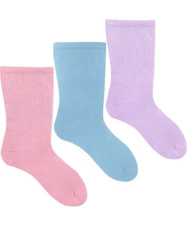 Women's Extra Wide Comfort Fit Diabetic Travel Socks (3 Pair Pack) UK Shoe Size 4-8 (EU 37-42) Pink & Blue Pastels - Buy Online on GoSupps.com