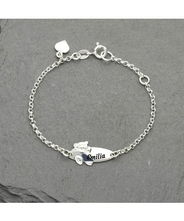 Baby Teddy Children's Bracelet - Engraved 925 Silver 14cm & 16cm - Perfect Gift for Birth & Baptism - Personalized Lucky Charm for Girls - Buy Online on GoSupps.com