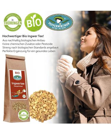 Buy Organic Ginger Tea 100g - Pure Ayurvedic Vitality Blend for Refreshing Energy - Peppermintman - Buy Online on GoSupps.com
