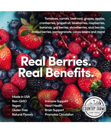 Country Farms Super Reds - Energizing Berry Polyphenol Superfood | 20 Servings - Buy Online on GoSupps.com