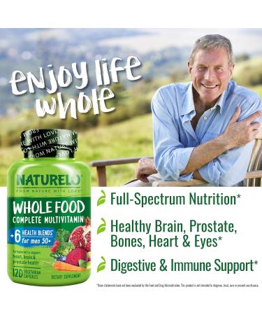 NATURELO Whole Food Multivitamin for Men 50+ | 120 Vegetarian Capsules - Natural Health Support - Buy Online on GoSupps.com