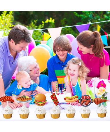 36Pcs BBQ Theme Cupcake Toppers Barbecue Theme Cake Cupcake Decor for Summer Barbeque Theme Birthday Party Baby Q Baby Shower Summer Picnic Party Supplies - Buy Online on GoSupps.com