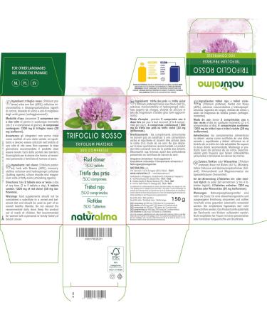 Meadow Clover or Purple Clover (Trifolium Pratense) Herb with Flowers Naturalma 150 g 300 Tablets Food Supplement Natural and Vegan - Buy Online on GoSupps.com