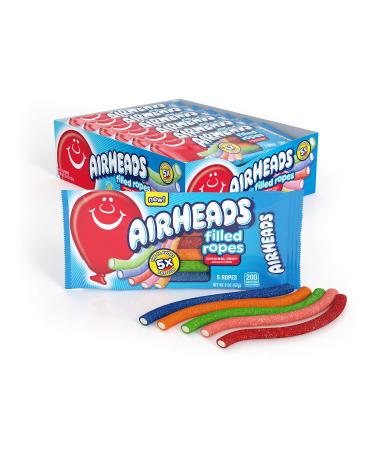 Airheads Candy, Filled Ropes, Original Fruit, Halloween, 2oz Packs, Box of 18 Packs