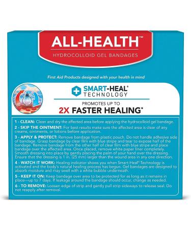 All Health Advanced Fast Healing Hydrocolloid Gel Bandages - Extra Large Wound Dressing, 3 ct - 2X Faster Healing for Blisters and Wound Care - 3 Count Pack - Buy Online on GoSupps.com