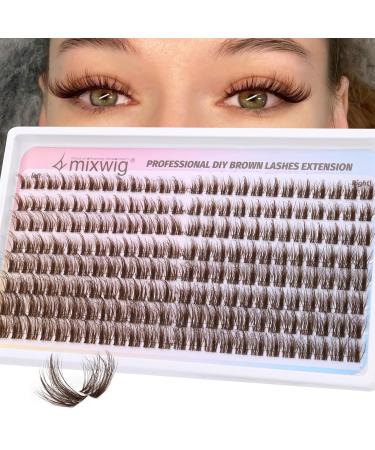Buy Brown Lash Clusters Fluffy Eyelash Extensions 192pcs Wispy Cat Eye Lashes Left & Right Individual Lashes | International Shipping Available - Buy Online on GoSupps.com