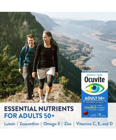 Ocuvite Adult 50+ Eye Health Vitamins and Mineral Supplements with Lutein Zeaxanthin and Omega-3 90 Soft Gels (Pack of 2) - Buy Online on GoSupps.com
