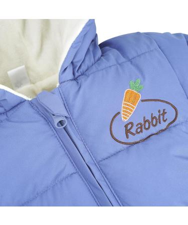 Minizone Baby Snowsuit Winter Romper | 12-18 Months Blue Jumpsuit for Girls Boys | Cotton Hooded Outfit with Cartoon Rabbit Design - Buy Online on GoSupps.com