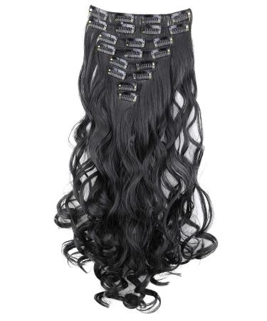 CAISHA XL 18" 7 Pieces Set CLIP IN EXTENSIONS Hairpiece Wavy Black CE1-1 black #1 CE1-1