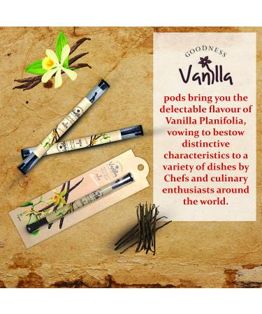 100% Pure and Natural Grade A Indian Goodness Vanilla Beans (2 Pods) for Cooking  Extract  Baking Grown in foothills of India comparable to Madagascar  Mexican and Tahitian Beans- 0.176 oz / 5 grams - Buy Online on GoSupps.com