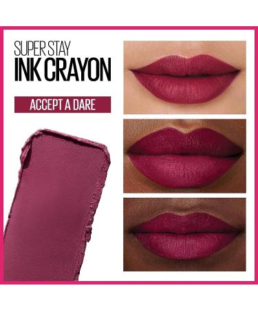 Maybelline Super Stay Ink Crayon Lipstick - Accept A Dare Wine Pink 8Hr Longwear Matte Lip Crayon - Buy Online on GoSupps.com