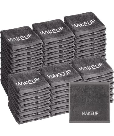 50 Pcs Makeup Towels Bulk 100% Cotton Makeup Remover Wash Cloth Absorbent Soft Makeup Face Towels Reusable Makeup Remover Towels Facial Cleansing Towels for Women 10 x 10  Gray