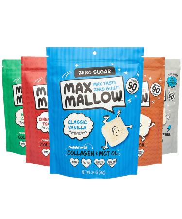 NEW Max Sweets Snacks Low Carb Keto Variety Pack Max Mallows - Atkins, Paleo, Diabetic Diet Friendly Health Snack - Gluten Free, Soy Free & Zero Sugar snack, Non-GMO Ketogenic 6 pack (20.3 ounces)