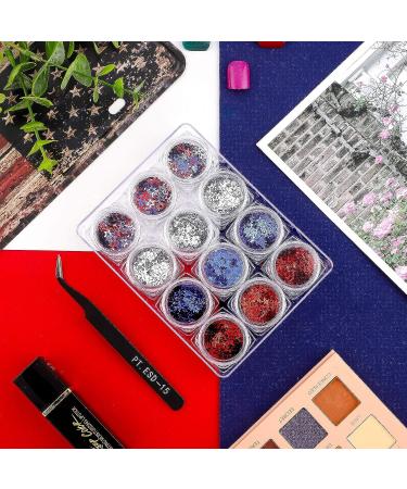 Independence Day Glitter Nail Art Decals - 12 Boxes Red, Blue, Silver Mixed Stars - 4th of July DIY Nail Art Sequins - Buy Online on GoSupps.com
