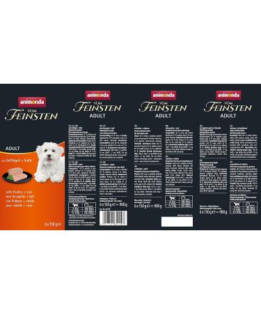 Animonda Adult Dog Food - Premium Wet Food with Poultry & Calf - 6 x 150g Pack - International Shipping Available - Buy Online on GoSupps.com