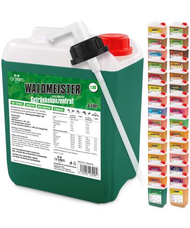C.P.Sports beverage syrup for mineral drink i syrup sugar-free for vital drink forest champion with vitamins i beverage concentrate for mixing with water for sports drink I 10 liters + 2 pump donor Waldmeister 5 l (2 Pack)