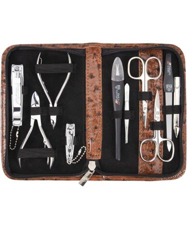 3 Swords Germany Manicure set pedicure kit Cognac - Ostrich Imitation
