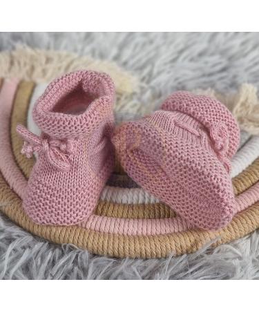 Royal Icon Baby Booties 0-3 Months - Knitted Bow Baby Boots for Boys & Girls - Warm & Safe Baby Slippers - Newborn Bootees Ri359 (Rose Gold) - Buy Online on GoSupps.com