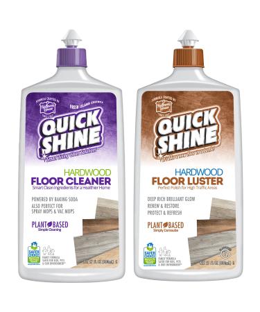 Quick Shine 2 Pack Smart Combo- Includes 1 Hardwood Floor Cleaner & 1 Hardwood Floor Polish-Luster w/ Plant-Based Carnauba 27oz | Safer Choice | A Clean That Can Be Seen!