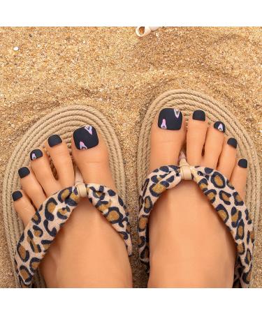 Sethexy Matte Square Short False Toenails Handmade Black Press On Toenails Simple Acrylic Fake Toe Nails Full Cover Artificial Stick On Foot Nails Removable for Women and Girls (1) - Buy Online on GoSupps.com