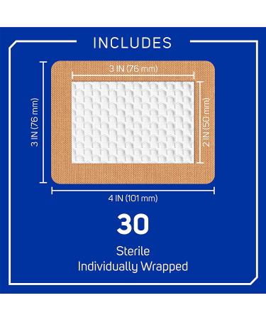 Care Science Antibacterial Fabric Adhesive Pad Bandages 3x4 inches - 30 Count - Buy Online on GoSupps.com