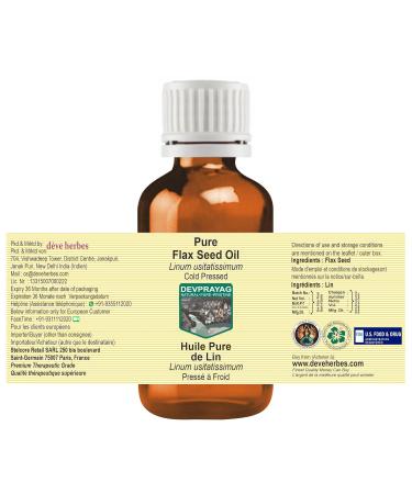 Pure Flax Seed Oil 100ml - Cold Pressed Linum Usitatissimum | 3.38 Fl Oz | Premium Quality for Healthy Living - International Shipping Available - Buy Online on GoSupps.com