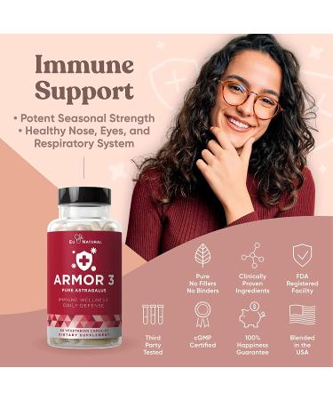 Armor 3 Astragalus Pure 1000mg Capsules - Immune System & Stress Support - Buy Online on GoSupps.com