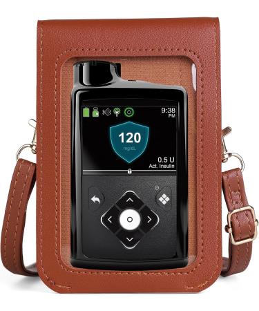Medtronic Minimed Insulin Pump Single Shoulder Pouch with Clear Window (Brown) - Buy Online on GoSupps.com