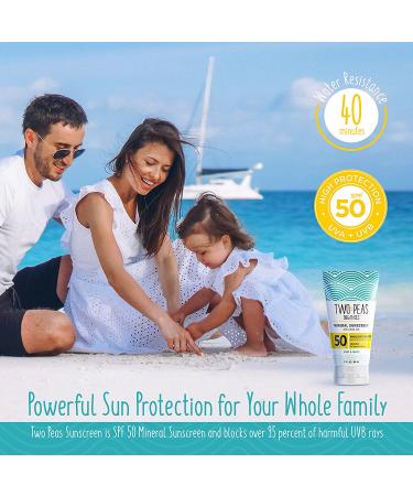 Two Peas Organics All Natural Organic SPF 50 Sunscreen Lotion - Family Friendly - Chemical Free - Waterproof - Unscented - 3oz (Pack of 2) - Buy Online on GoSupps.com