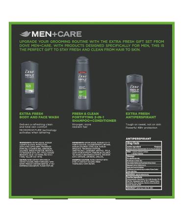 Dove Men+Care Limited Edition Holiday Grooming Gift Pack - Extra Fresh Body Wash, Antiperspirant, Shampoo+Conditioner (3 Count) - Buy Online on GoSupps.com