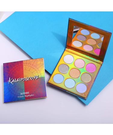 UCANBE Kaleidoscope Holographic Highlighter Makeup Palette - 9 Color Polarized Shimmer Illuminating Glow Set - Buy Online on GoSupps.com
