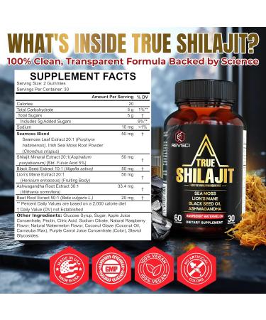 Himalayan Natural Shilajit Gummies for Men Made in USA True Gold Pure Himalayan Shilajit for Men Gummies Energy & Focus Support with Ashwagandha & Sea Moss Vegan 60 Count - Buy Online on GoSupps.com