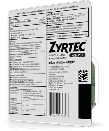 Zyrtec 24 Hour Allergy Relief Tablets - Antihistamine with 10 mg Cetirizine HCl 14 ct (Pack of 2) - Fast International Shipping - Buy Online on GoSupps.com