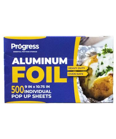 Pop-Up Aluminum Foil Wrap Sheets 9 x 10 3/4 Silver 200 per Box - Non-stick Heavy Duty aluminum foil sheets for Restaurants, Delis & Catering (9" x 10 3/4", 200) 9" x 10 3/4" 200