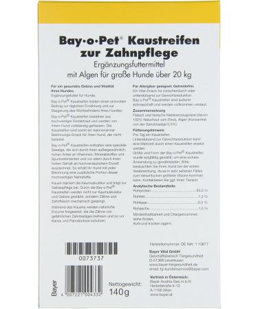 BAY.O.PET Dental Care Chew Strips for Large Dogs - 140g - Fresh Breath & Healthy Teeth - Buy Online on GoSupps.com