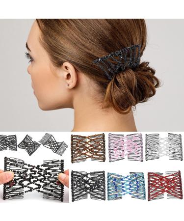 CCbeauty Magic Hair Comb Set - 6pcs Double Slide Stretching Hairpins for Women | Decorative Elastic Beaded Clips for Popular Hairstyles - Buy Online on GoSupps.com