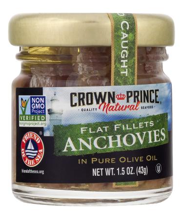Crown Prince Natural Anchovies in Olive Oil - 1.5 oz (43 g) | Premium Flat Fillets - Buy Online on GoSupps.com