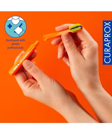 Curaprox CS 5460 Ortho Travel Refill | Duo-Pack Brush Heads for Travel Toothbrush - Orange - Buy Online on GoSupps.com