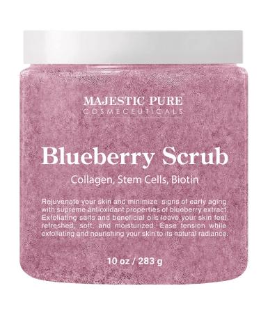MAJESTIC PURE Blueberry Body Scrub, with Collagen, Stem Cell & Biotin - Exfoliating Body Scrub to Exfoliate, Smooth & Moisturize Skin - Deep Cleansing & Hydrating, Skin Care for Men and Women - 10 oz