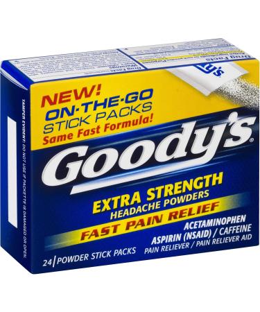 Goody's Extra Strength Powders | Fast Pain Relief | Aspirin & Caffeine | 24 Count | 2 Pack - Buy Online on GoSupps.com