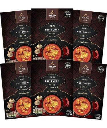 Mae Jum Traditional Thai Red Curry Paste (6 x 70g) | Great Taste Award Winner 2020 - Buy Online on GoSupps.com
